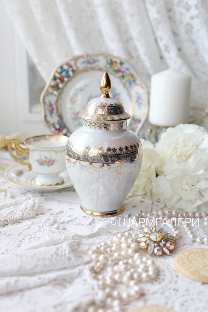 Чайница/ваза с крышкой фарфор, люстр, Martinroda/Мартинрода, Германия.