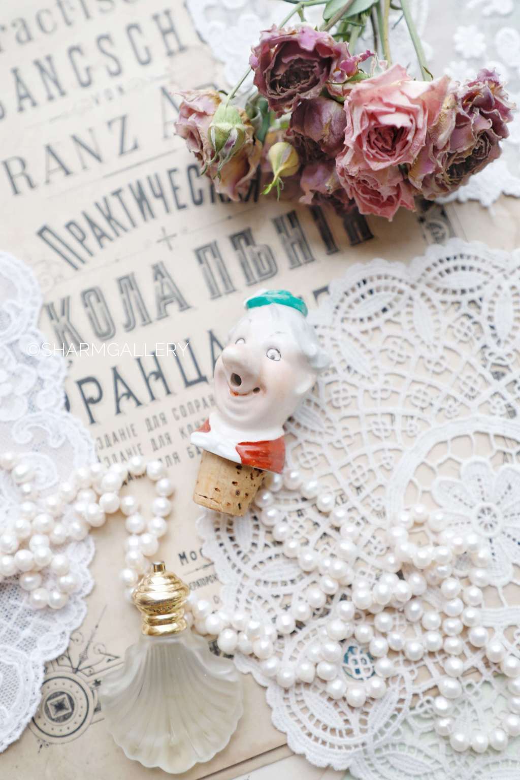 Пробка/Дозатор фарфор "Лица" из серии «Бюргеры». Германия, винтаж.