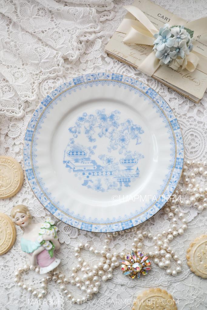 Тарелка "China Blau"  19см. шинуазри, фарфор Seltmann Weiden (Селтманн Вайден) Бавария Германия. 1950гг