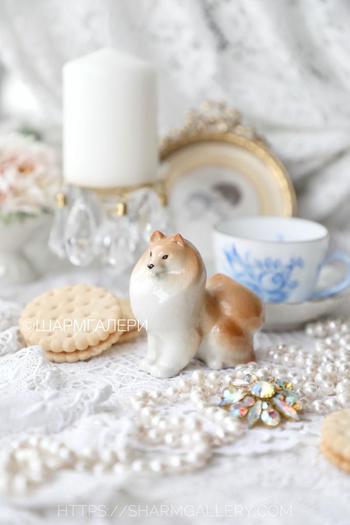 Статуэтка собака «Шпиц» фарфор ЛФЗ СССР