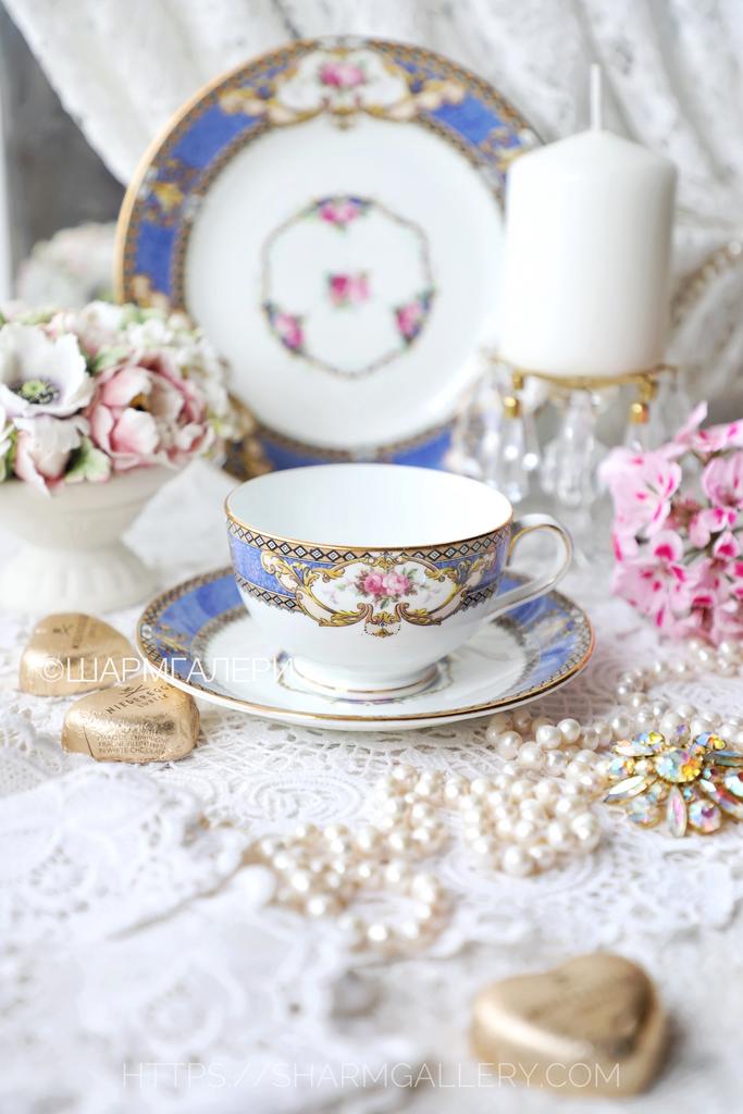 Чайное трио «Роза» костяной фарфор Allertons, LTD Англия.