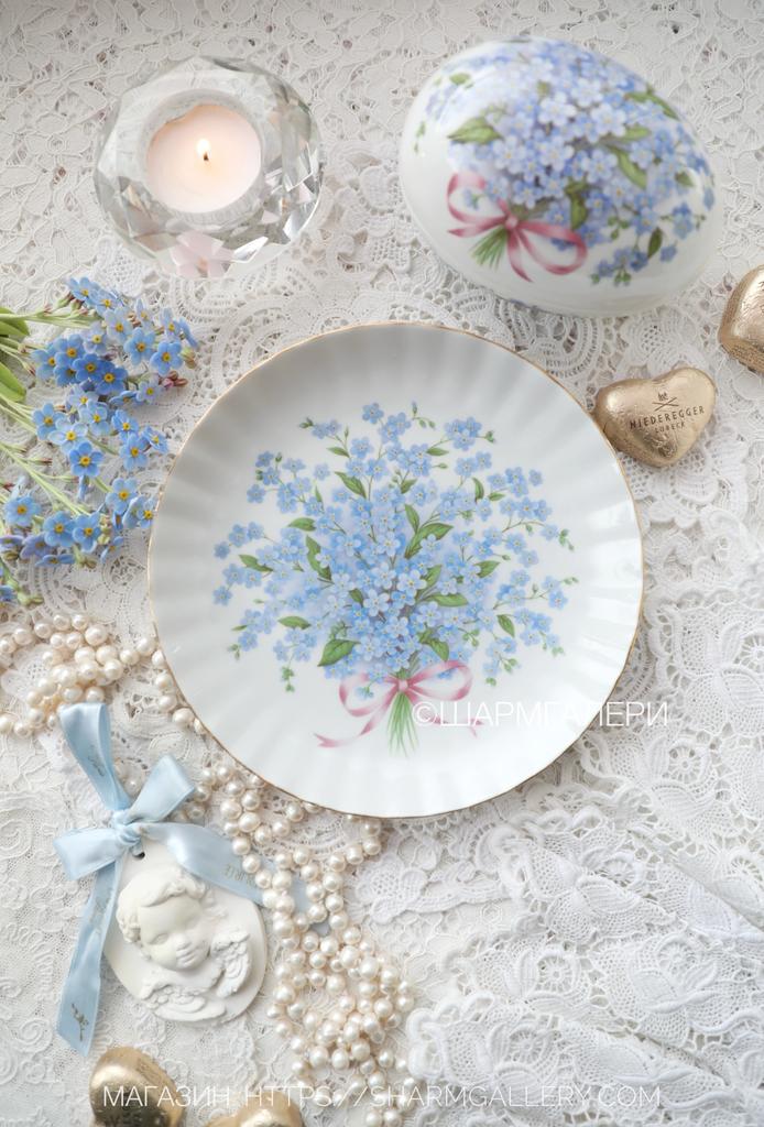 Тарелка настенная «Незабудки» 16,5см фарфор ф-ка Wunsiedel Bavaria Германия.