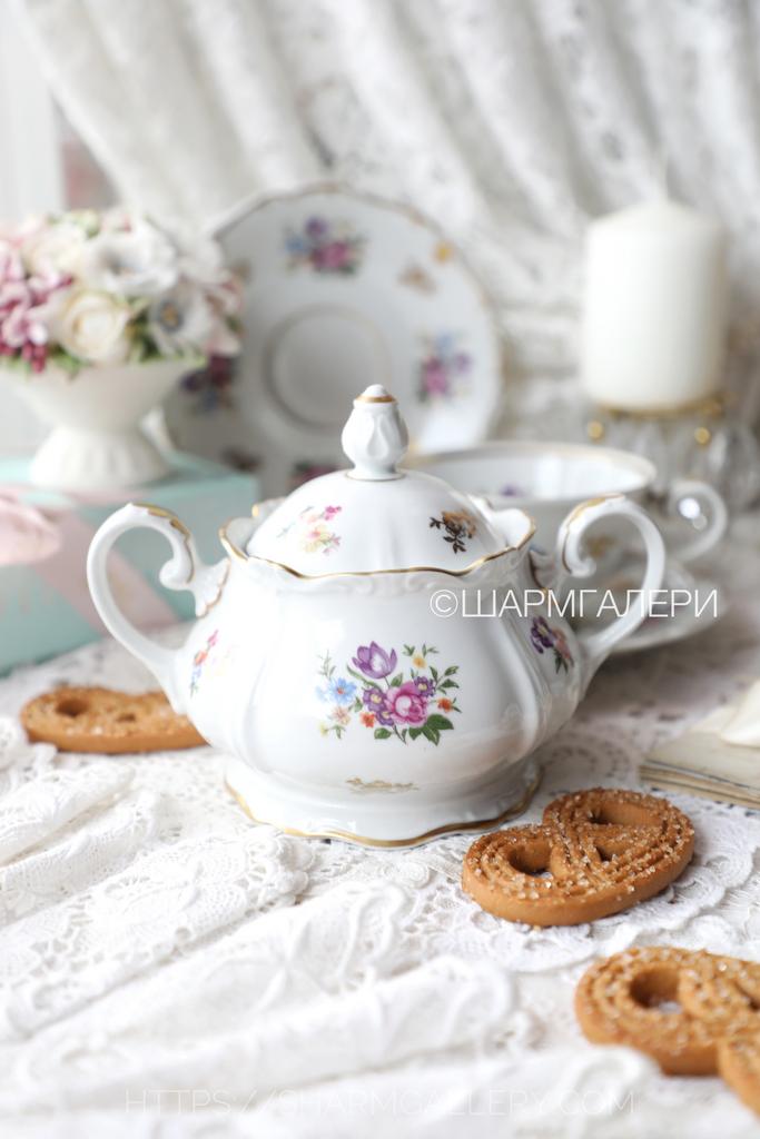 Сахарница «Мейсенский букет» фарфор Райхенбах Reichenbach, GDR Германия