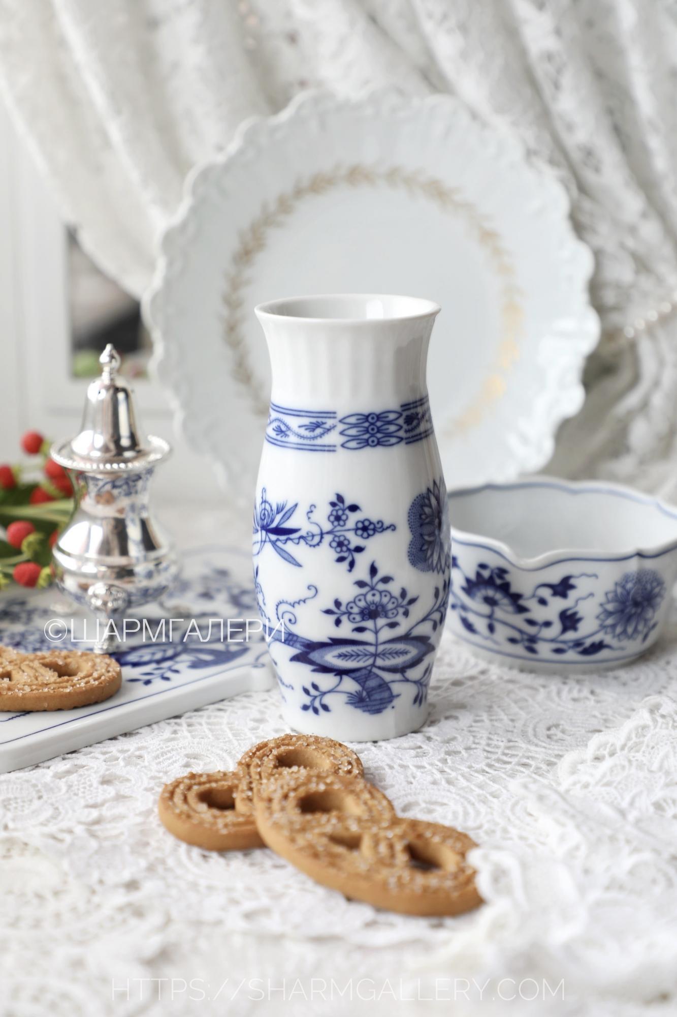 Ваза «Синий лук» Blue Onion «Bohemia Cobalt» Dubi/Дуби Богемия, Чехословакия.