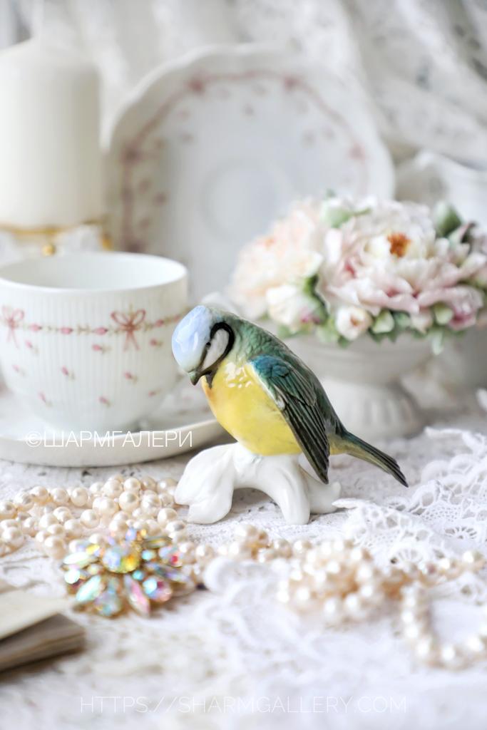 Статуэтка фарфор фарфоровая фигурка птичка  "Синица-лазоревка" Karl Ens Карл Энс Германия