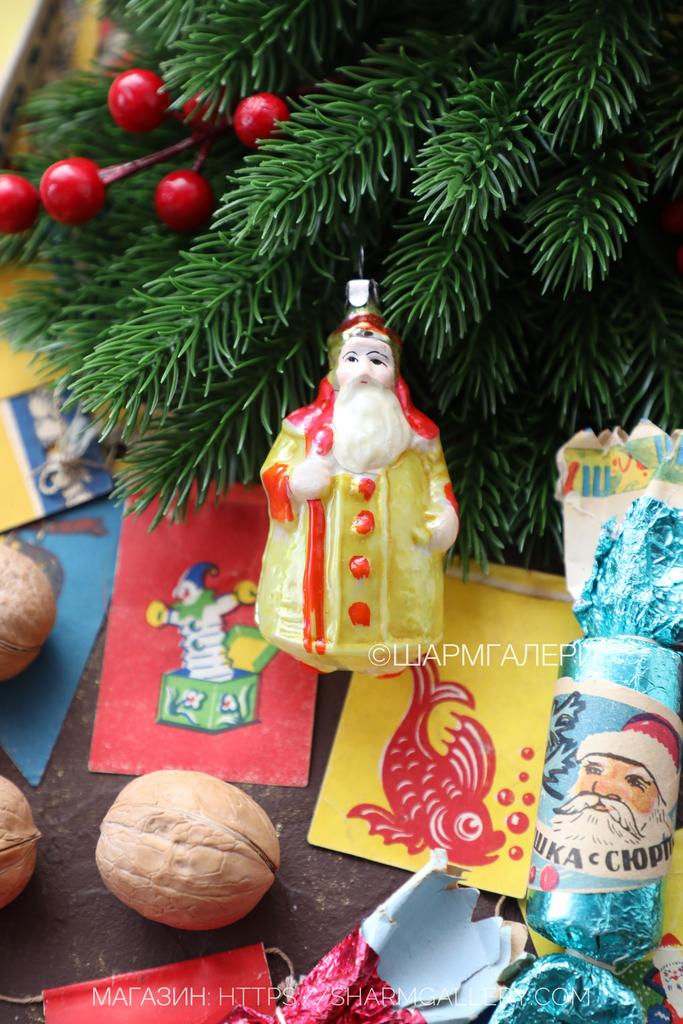 "Царь Дадон" сказка о золотом петушке, старинная елочная игрушка, стекло на подвесе, СССР №261