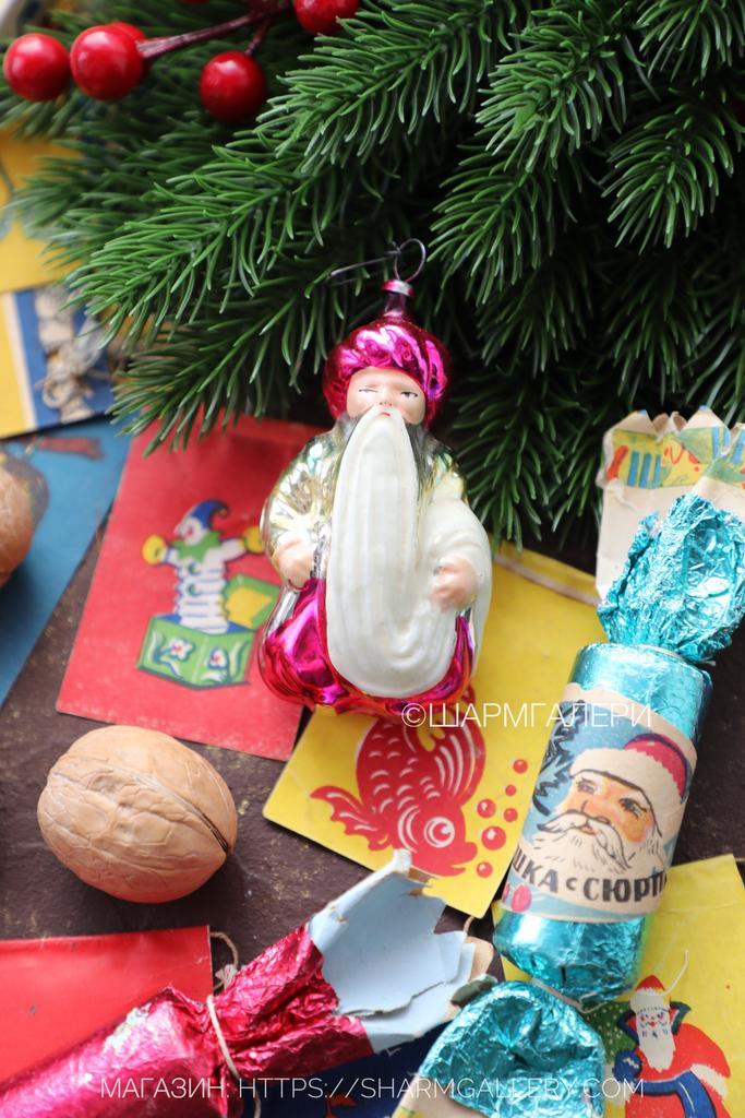 "Старик Хоттабыч" старинная елочная игрушка, стекло на подвесе, СССР №267