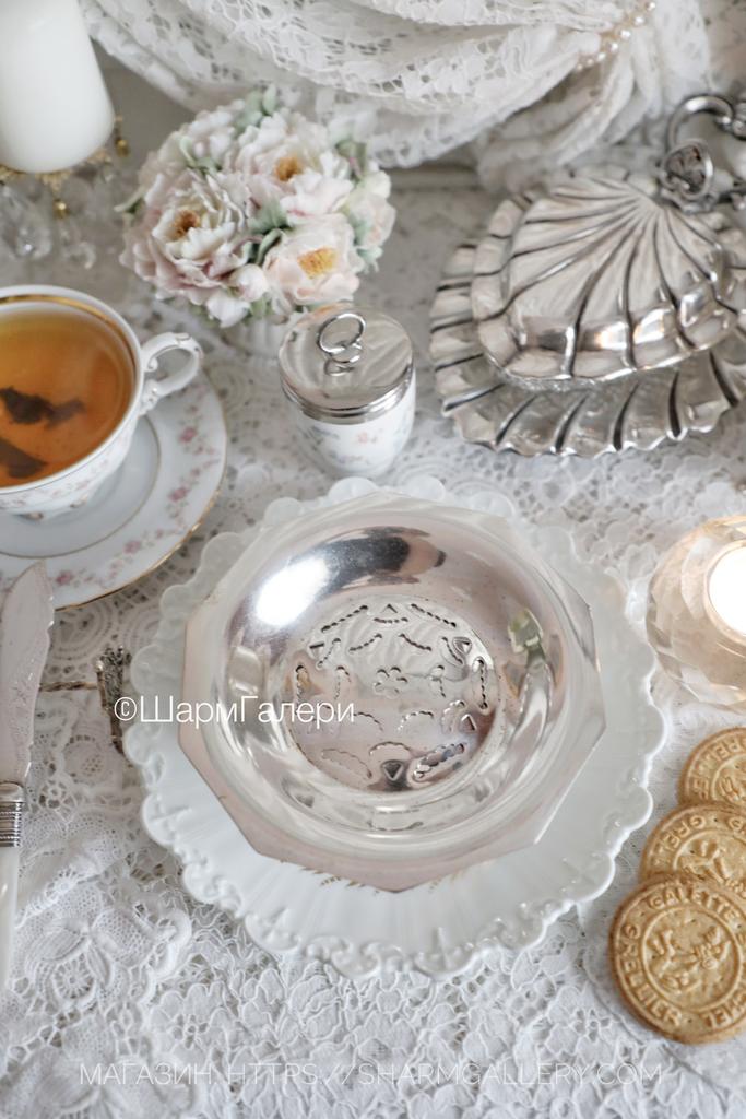 Маслёнка пресс для масла «Соquillоr» металл, серебрение Argenture, Франция