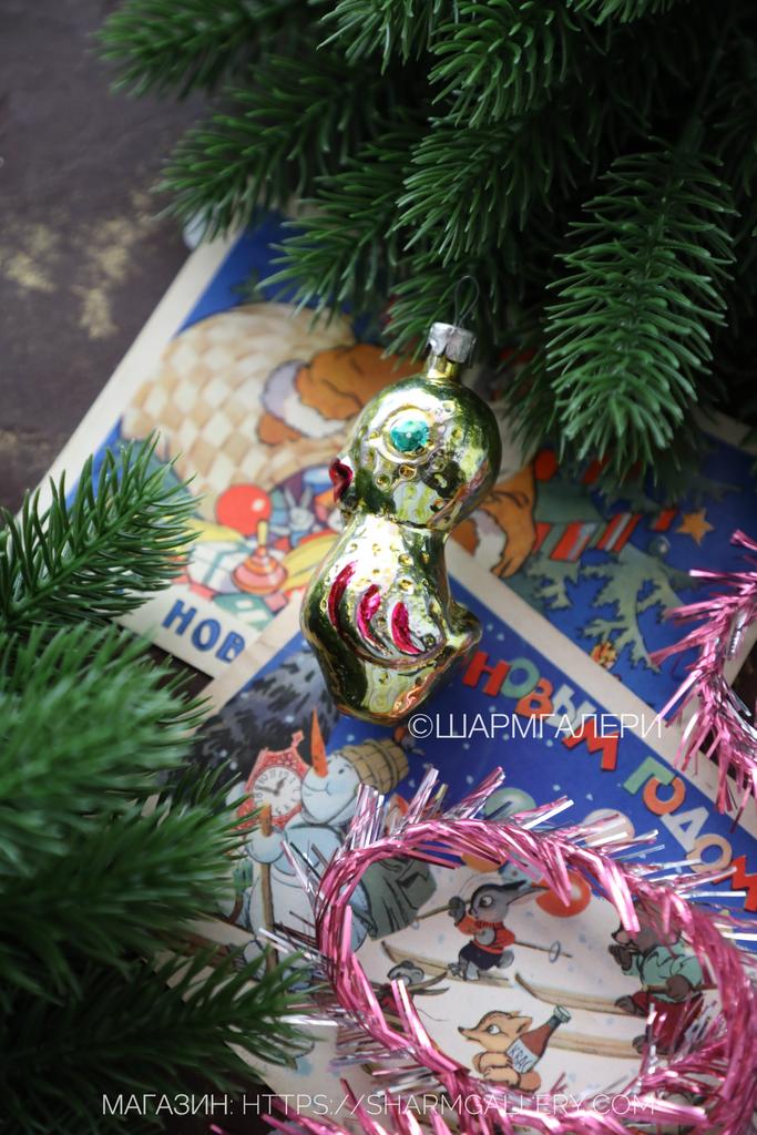 Уточка советская елочная игрушка, стекло СССР. №293