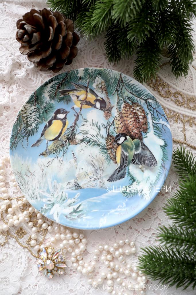Настенная тарелка «Синицы» фарфор Хутченройтер/Hutschenreuther, Германия.