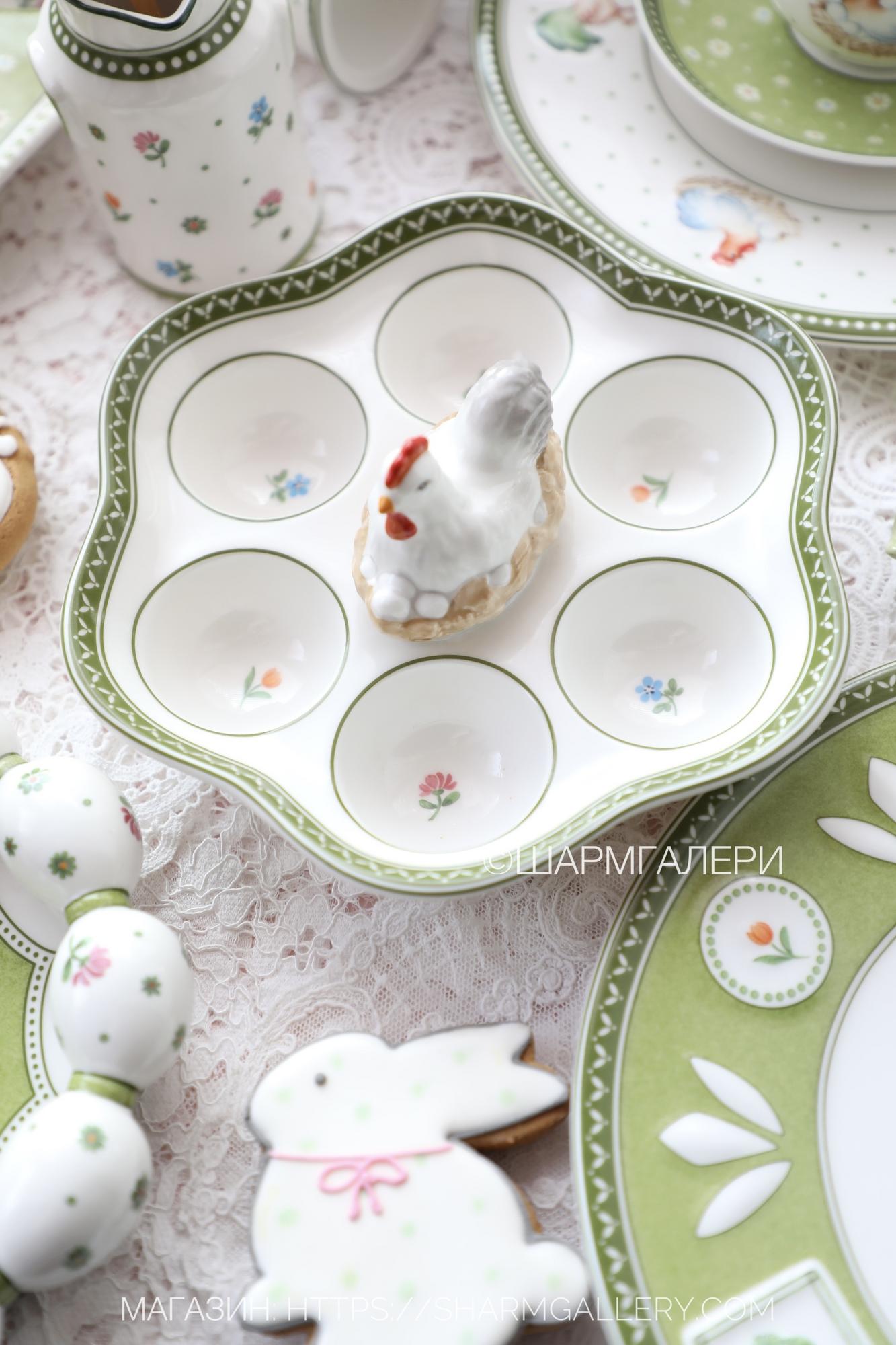 Подставка для 6 яиц «Курочка» коллекция Farmers Spring Пасхальная посуда, фарфор Villeroy & Boch, Германия. Старая коллекция!