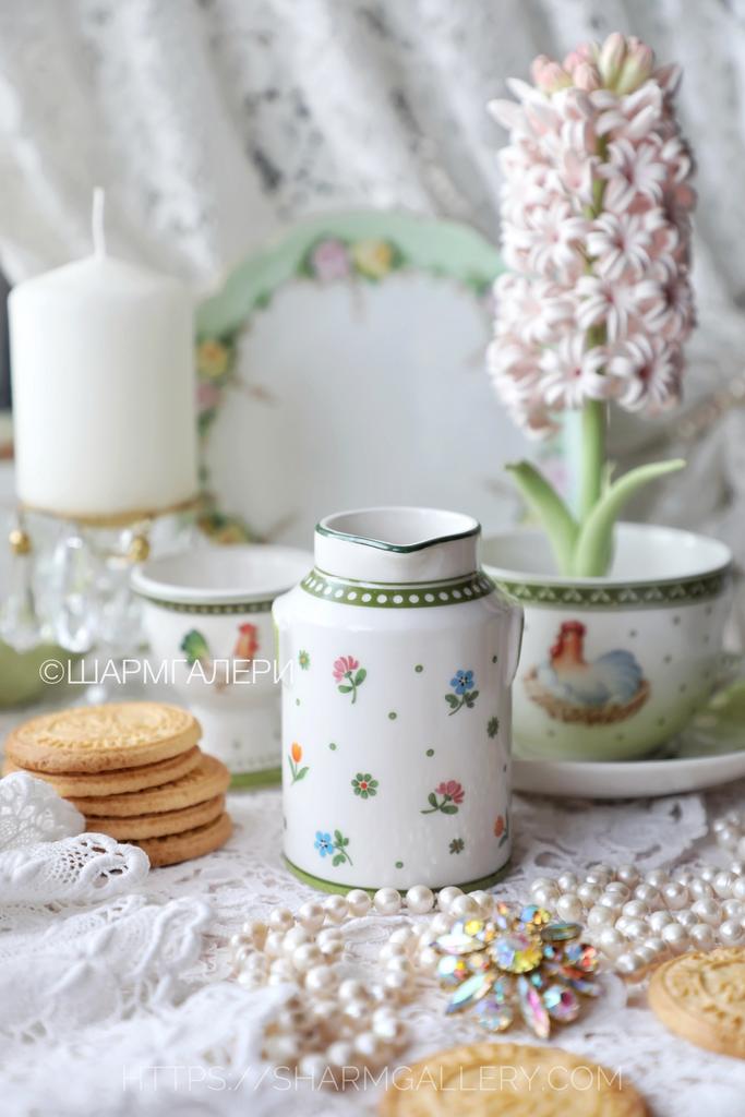 Сливочник/Молочник «Бидон» коллекция Farmers Spring Пасхальная посуда, фарфор Villeroy & Boch, Германия. Старая коллекция!