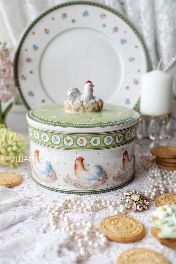 Банка для печенья большая, коллекция Farmers Spring Пасхальная посуда, фарфор Villeroy & Boch, Германия. Старая коллекция!