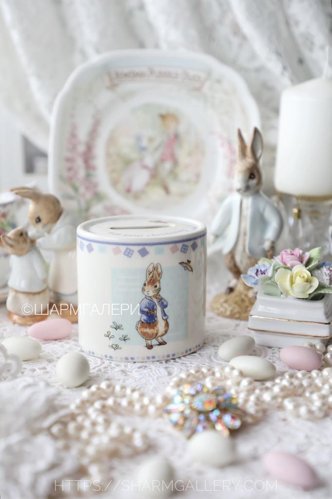 Копилка “For your Christening” Кролик Питер/Peter Rabbit, Beatrix Potter фарфор Wedgwood, Англия.