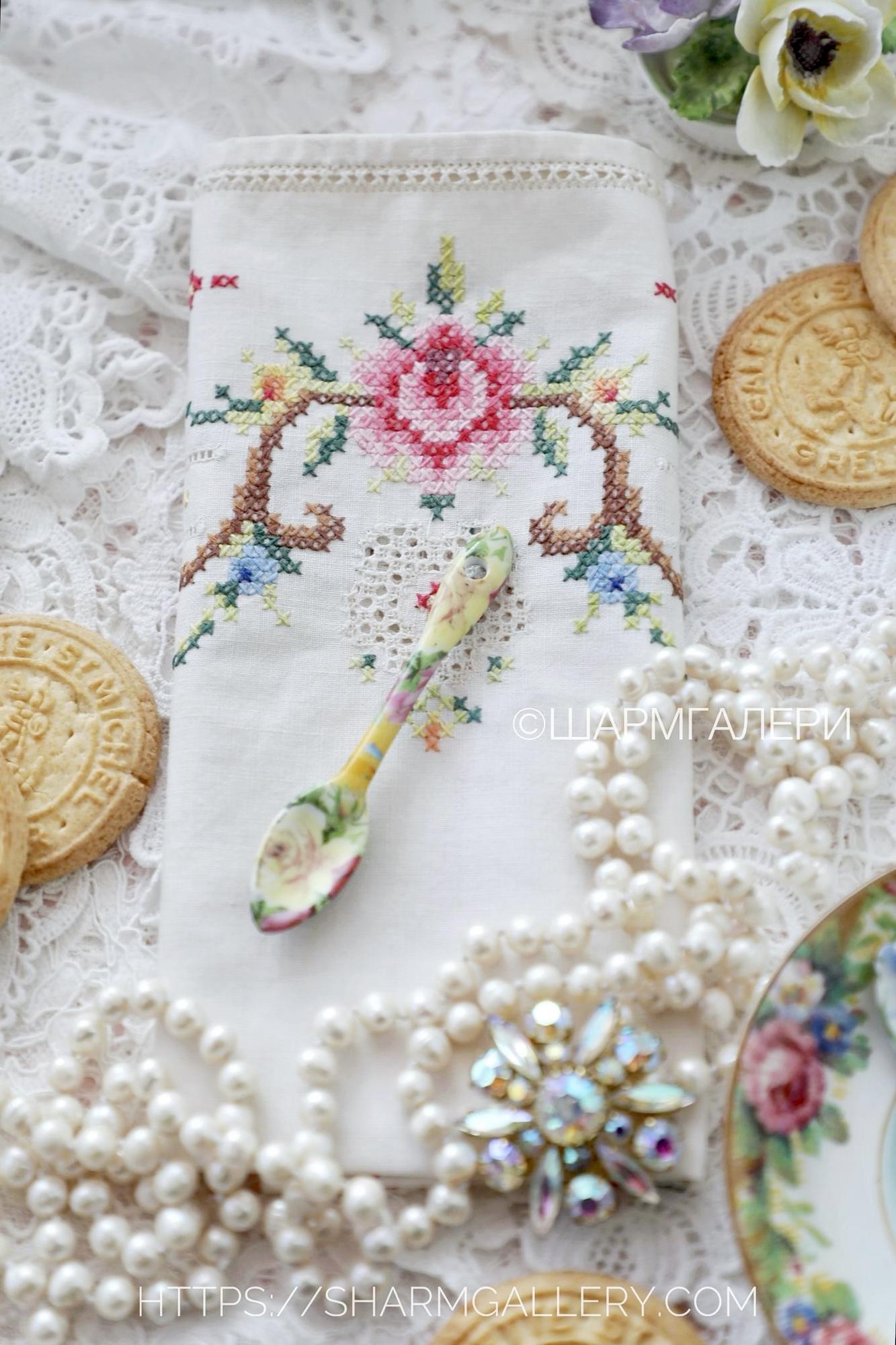 Фарфоровая ложечка для соли или специй "Цветочная" Бельгия