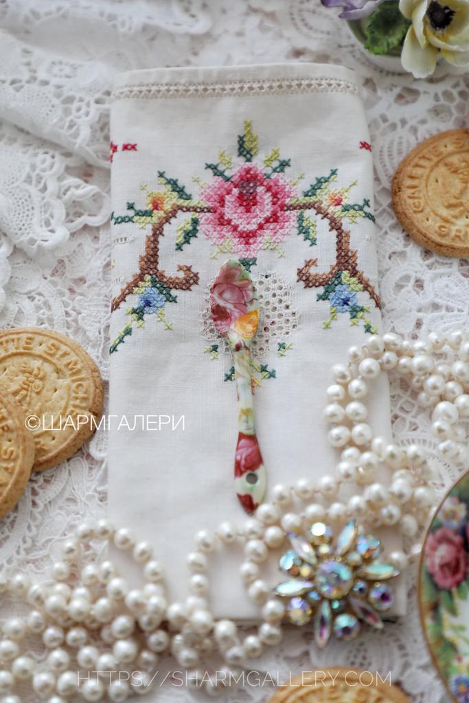 Фарфоровая ложечка для соли или специй "Цветочная" Бельгия