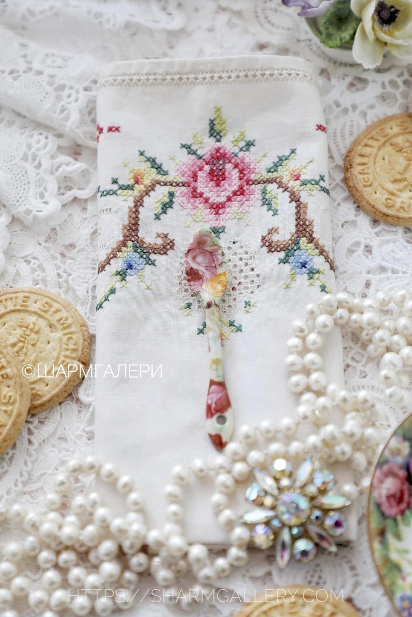 Фарфоровая ложечка для соли или специй "Цветочная" Бельгия