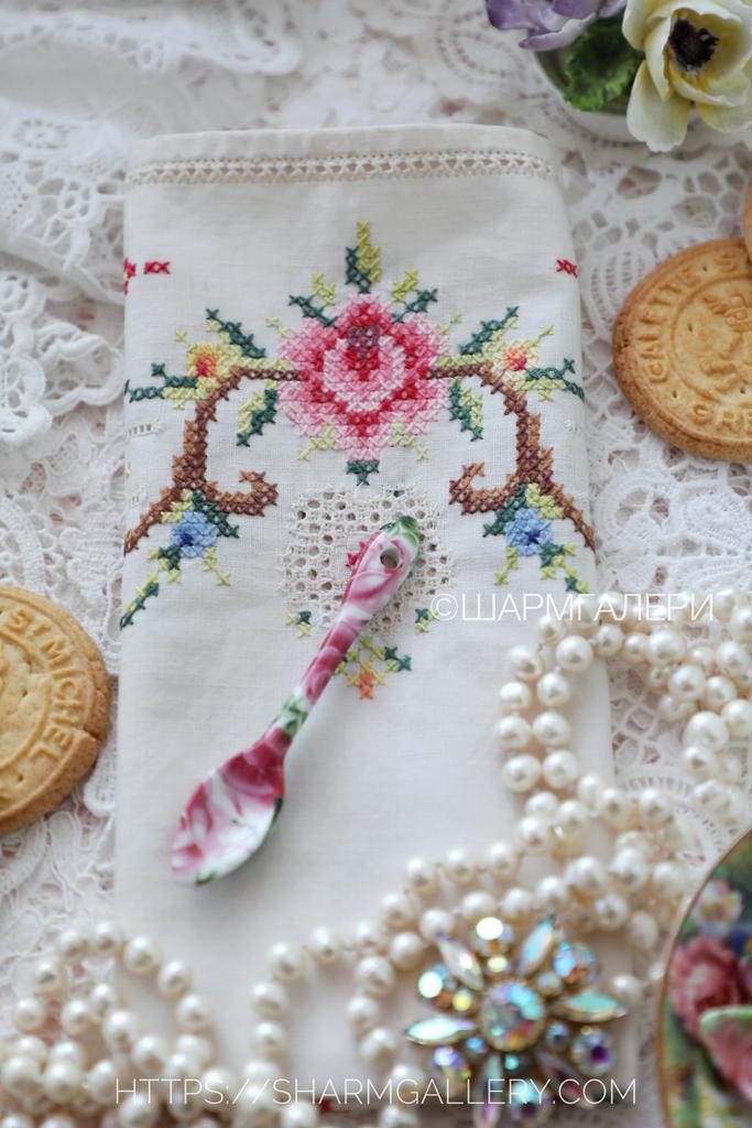 Фарфоровая ложечка для соли или специй "Цветочная" Бельгия