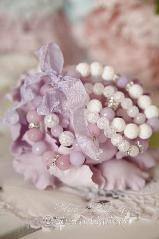 "Lilac soft". Сет браслетов из натуральных камней.