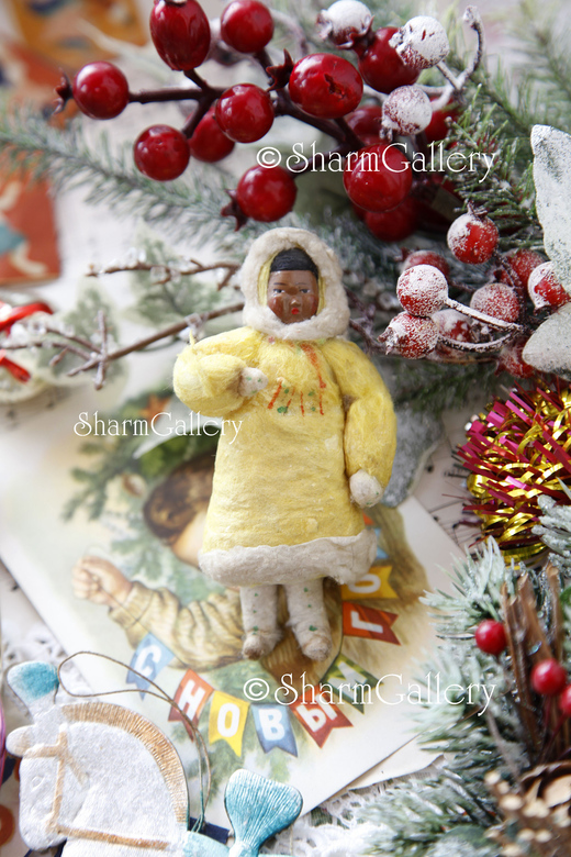 Антикварная елочная игрушка из ваты "Якут". СССР