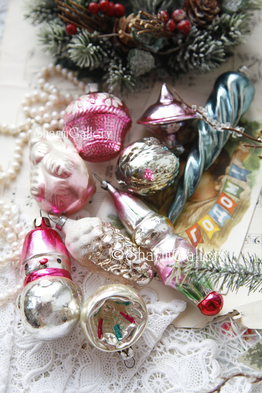 Набор елочных игрушек №62, СССР. Винтаж, 9шт.