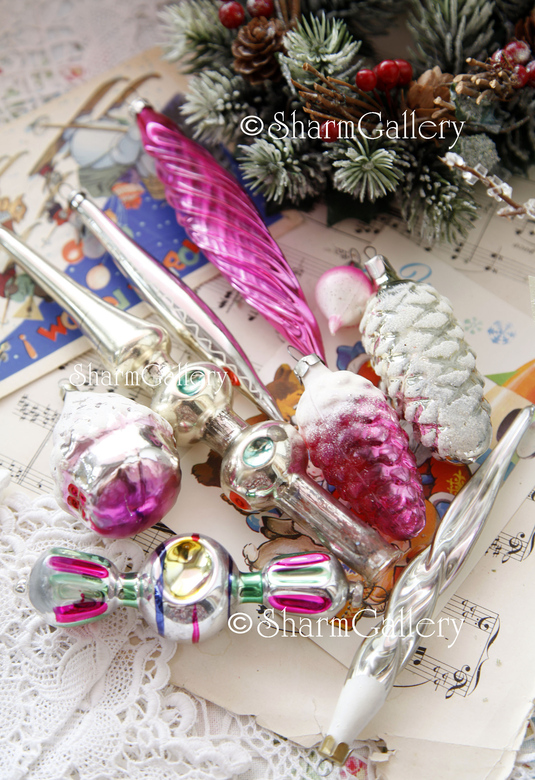 Набор елочных игрушек №67, СССР. Винтаж, 9шт.