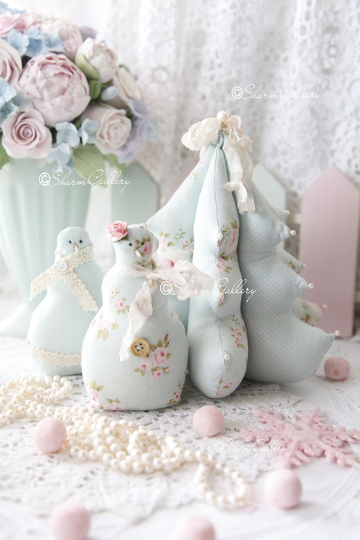 Новогодний, интерьерный набор: Елочка и Снеговички.