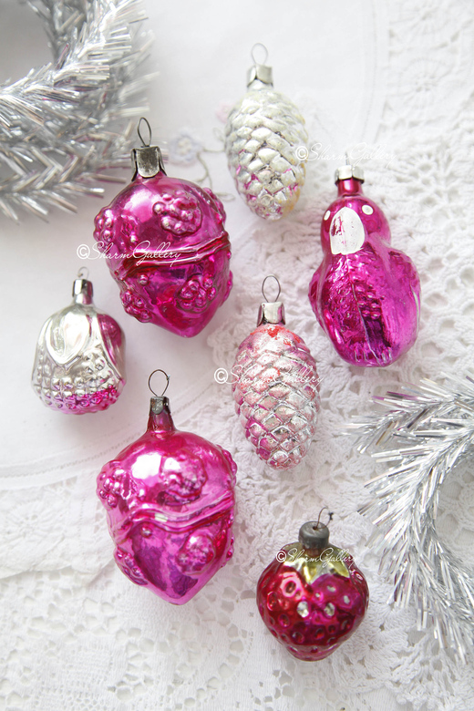 Набор елочных игрушек СССР №24. Винтаж, 7шт.