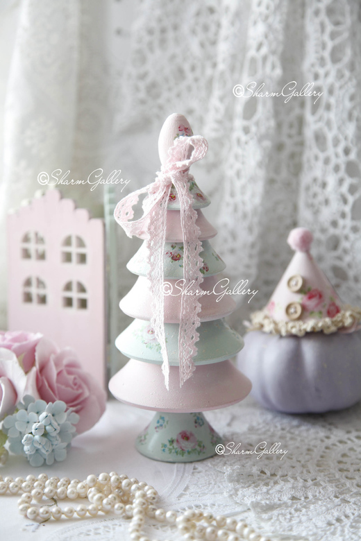 Пирамидка деревянная "Елочка" - нежная №2.