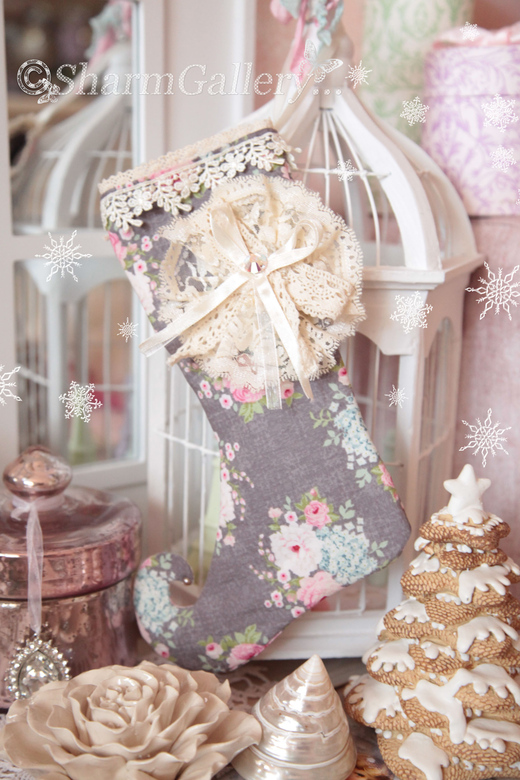 Сапожок для подарков "Grey Roses", ручная работа.