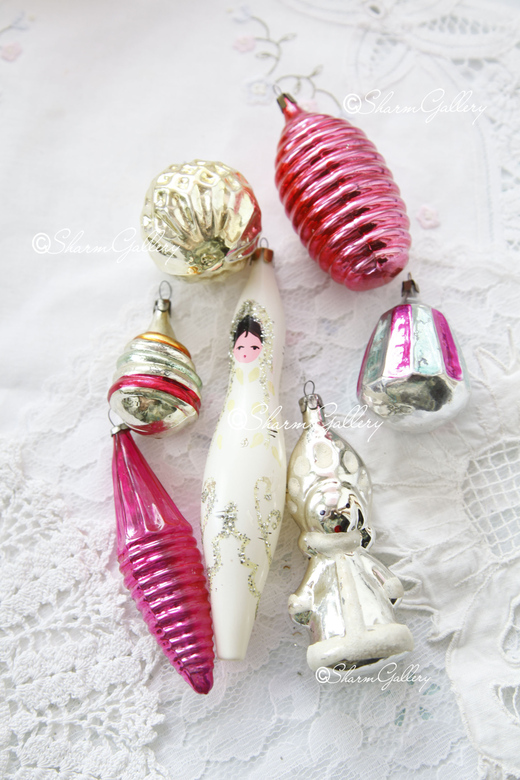 Набор елочных игрушек СССР №27. Винтаж, 7шт.