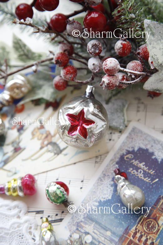 Шарик со звездой. Агит. игрушка. Елочная игрушка СССР.