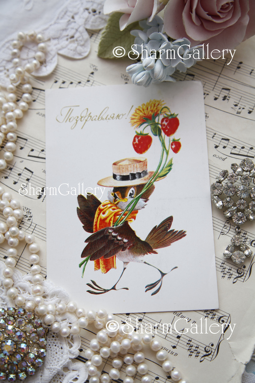 Винтажная открытка "Поздравляю!". СССР. Художник В.Четвериков 1983г. Чистая.