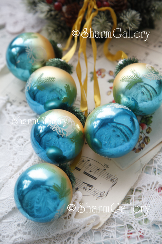 Шары ГДР. Гирлянда из шаров, елочные игрушки. Винтаж.