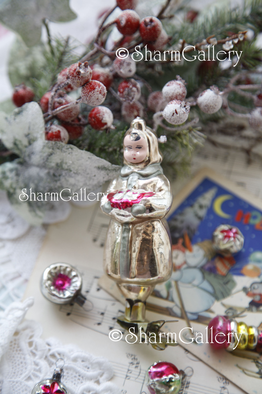 Девочка "Даренка с самоцветами". Редкая елочная игрушка на прищепке. СССР.