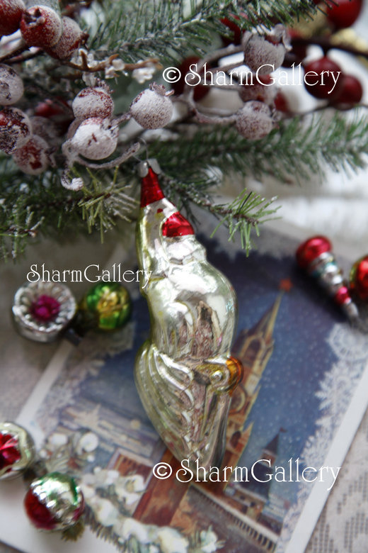 Петушок золотой гребешок. Елочная игрушка, стекло, СССР.