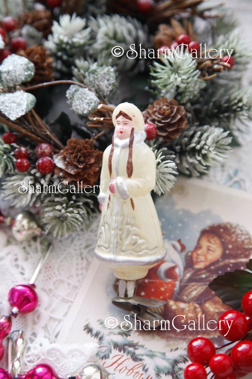 Снегурочка №3. Елочная игрушка, на прищепке, СССР.