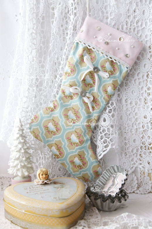 Новогодний сапожок для подарков №3, ручная работа.