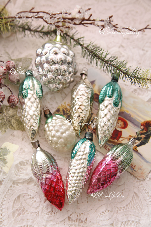 Набор елочных игрушек №38. Винтаж, 8шт.