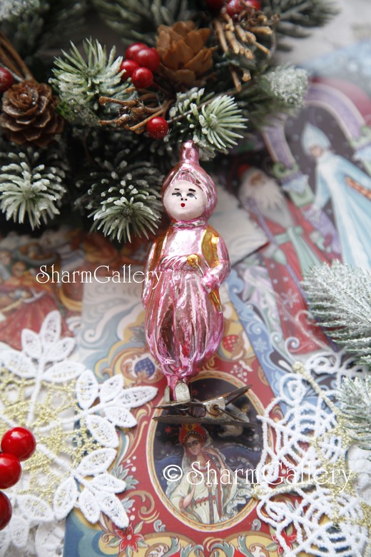 Маленький Мук. Елочная игрушка, стекло на прищепке. СССР.