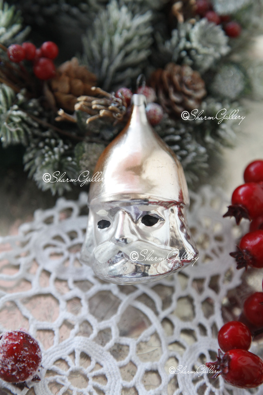 Голова богатыря. (Черномор) Елочная игрушка, стекло, СССР. №4.