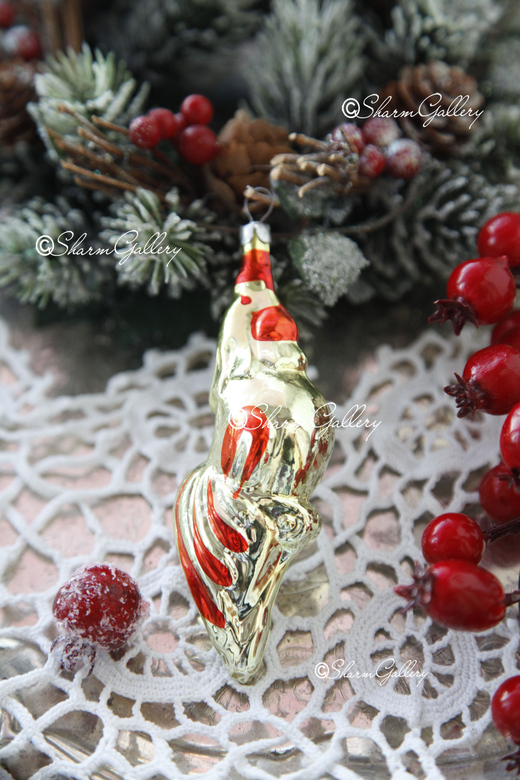 Петушок золотой гребешок. Елочная игрушка, стекло, СССР.