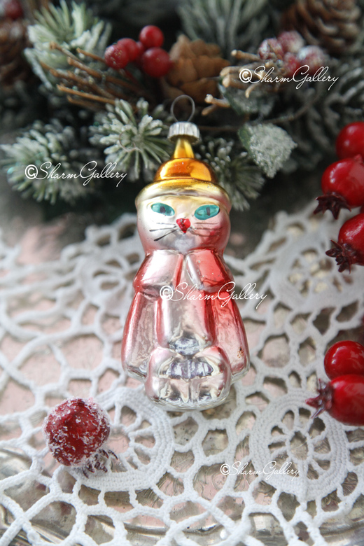 Кот в сапогах. Елочная игрушка, стекло, СССР.