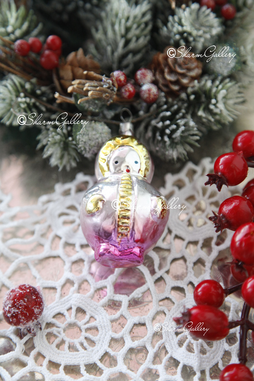 Ребенок укутыш. Елочная игрушка, стекло, СССР.