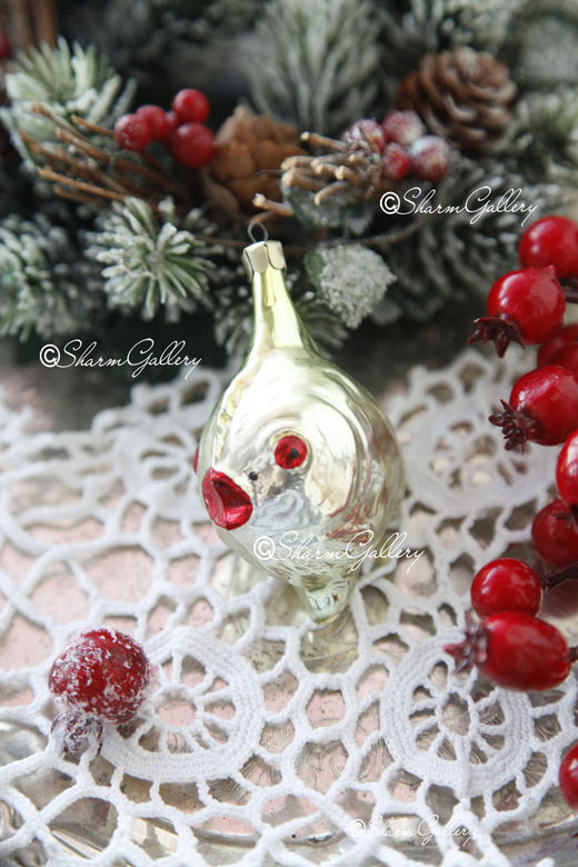 Рыбка. Елочная игрушка, стекло, СССР.