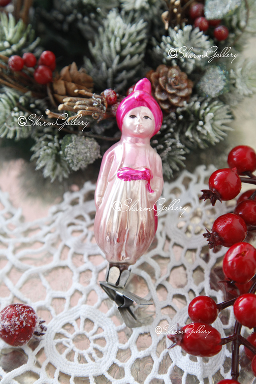 Алладин. Елочная игрушка, стекло на прищепке. СССР.