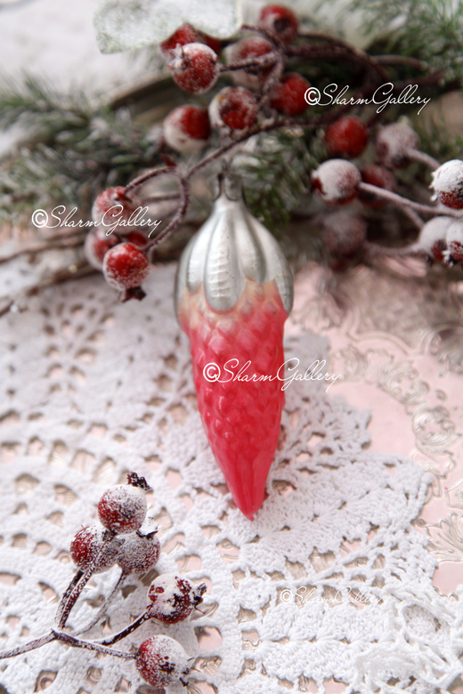 Шишка №5. Елочная игрушка, стекло, СССР.