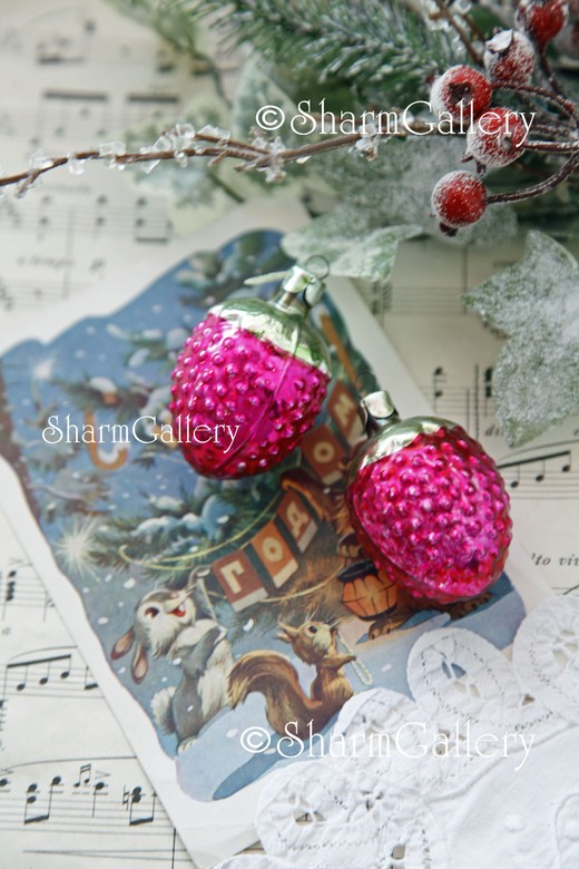 Набор "Малинки". Елочная игрушка, стекло, СССР