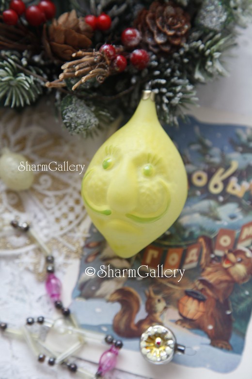 Принц Лимон из сказки Чипполино. Елочная игрушка, стекло, СССР.