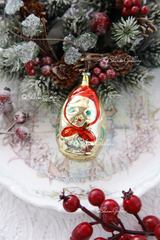 Матрешка - яйцо. Елочная игрушка, стекло, СССР.